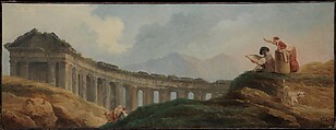A Colonnade in Ruins, Hubert Robert French, Oil on canvas