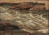 Study of Rushing Water, Christian Friedrich Gille German, Oil on paper