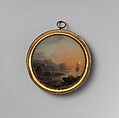 View of a Harbor, French Painter French, Verre fixé