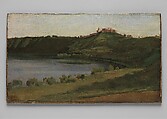 Lake Albano and Castel Gandolfo, Camille Corot French, Oil on paper, laid down on wood