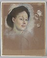 The Artist's Cousin, Probably Mrs. William Bell (Mathilde Musson, 1841–1878), Edgar Degas French, Pastel on green wove paper, now darkened to brown