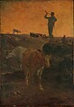 Calling the Cows Home, Jean-François Millet  French, Oil on wood