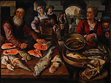 Fish Market, Joachim Beuckelaer (Netherlandish, Antwerp 1533–1575 Antwerp), Oil on Baltic oak