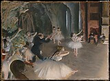 The Rehearsal Onstage, Edgar Degas French, Pastel over brush-and-ink drawing on thin cream-colored wove paper, laid down on bristol board and mounted on canvas
