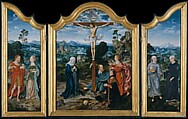 The Crucifixion with Saints and a Donor, Joos van Cleve (Netherlandish, Cleve ca. 1485–1540/41 Antwerp) and a collaborator, Oil on wood