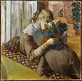 At the Milliner's, Edgar Degas French, Pastel on five pieces of wove paper, backed with paper, and laid down on canvas