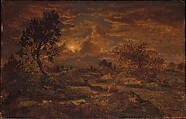 Sunset near Arbonne, Théodore Rousseau  French, Oil on wood