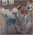Three Dancers Preparing for Class, Edgar Degas French, Pastel on buff-colored wove paper