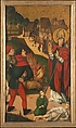 Saint Remigius Replenishing the Barrel of Wine; (interior) Saint Remigius and the Burning Wheat, Swiss Painter, Oil, gold, and white metal on wood
