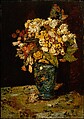 Flowers in a Blue Vase, Adolphe Monticelli  French, Oil on wood