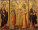 Saints Catherine of Alexandria, Barbara, Agatha, and Margaret, Giovanni di Paolo (Giovanni di Paolo di Grazia) (Italian, Siena 1398–1482 Siena), Tempera on wood, gold ground