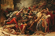 Sketch for The Revolt of Cairo, Anne Louis Girodet-Trioson  French, Oil and ink on paper, laid down on canvas