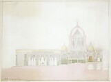 Design for Summer Palace of Khedive of Egypt, Owen Jones  British, Pen and watercolor on paper
