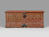 Coffre à décor peint (sundouk); wooden chest, which Delacroix brought back from Morocco, Unknown Maker , Morocco, Painted wood with metal elements