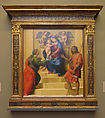 Madonna and Child Enthroned with Saints Mary Magdalen and John the Baptist, Giuliano di Piero di Simone Bugiardini (Italian, Florence 1475–1554 Florence), Oil on wood