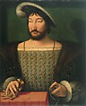 Francis I (1494–1547), King of France, Workshop of Joos van Cleve (Netherlandish, Cleve ca. 1485–1540/41 Antwerp), Oil on canvas, transferred from wood