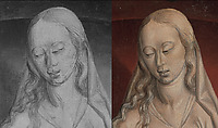 Abner's Messenger before David; The Queen of Sheba Bringing Gifts to Solomon; The Annunciation, Master of the Saint Barbara Legend (Netherlandish, active late 15th century) and a collaborator, Oil on oak