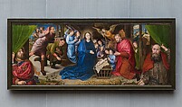The Nativity with Donors and Saints Jerome and Leonard, Gerard David (Netherlandish, Oudewater ca. 1455–1523 Bruges), Oil on canvas, transferred from wood
