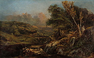 Hamlet in the Auvergne, Théodore Rousseau (French, Paris 1812–1867 Barbizon), Oil on paper, mounted on canvas
