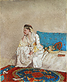 Woman in Turkish Dress, Seated on a Sofa, Jean Etienne Liotard Swiss, Pastel over red chalk underdrawing on parchment