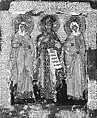 Three Female Saints, Russian Painter  Russian, Tempera on wood, silver-gilt and enamel cover