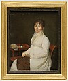 Portrait of a Woman with Tapestry Work, Jean-Baptiste Jacques Augustin French, Ivory extended by card