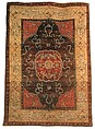 Carpet with Medallion, Salting knotted-stich in wool and silver metallic thread