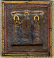 The Christ Child with Saints Boris and Gleb, Russian Painter (16th–18th century), (a) tempera and gold on wood; (b) gold and enamel studded with jewels