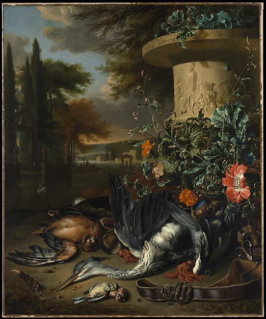 Gamepiece with a Dead Heron ("Falconer&#39;s Bag"), Jan Weenix (Dutch, Amsterdam ca. 1641?–1719 Amsterdam), Oil on canvas