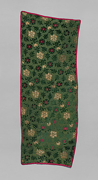 Fragment of crimson velvet with gold octagonal disks - Iranian