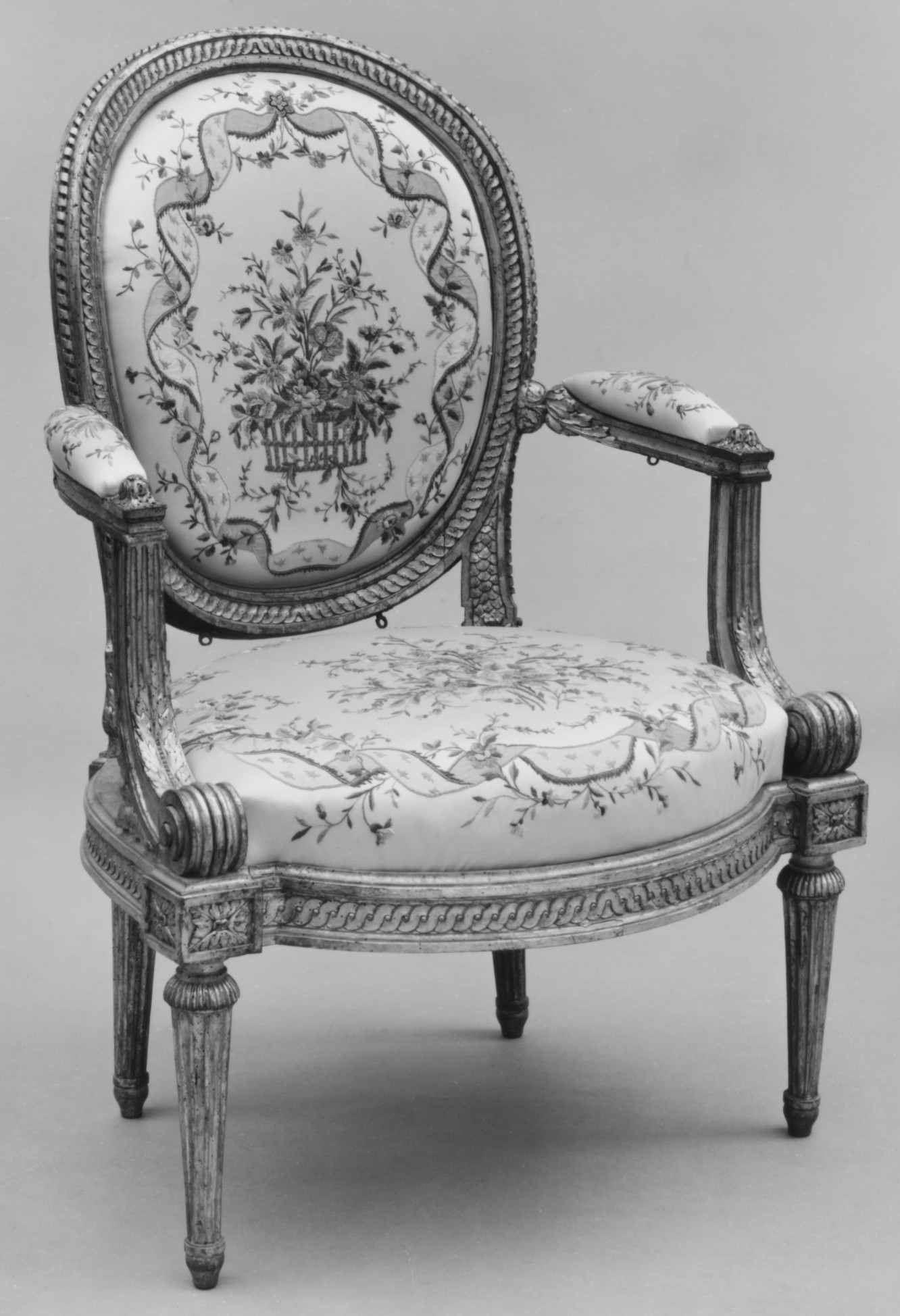 possibly by Louis I Cresson, Armchair (bergère) (one of a pair), French,  Paris