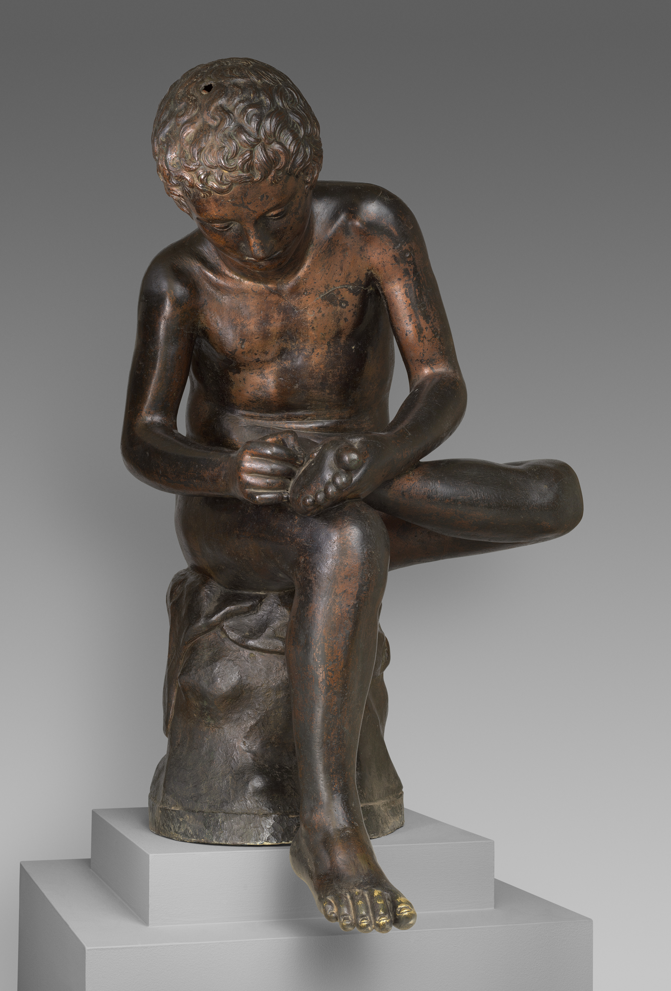 Bronzed Nude Female Statue Sultry Seated Pose 