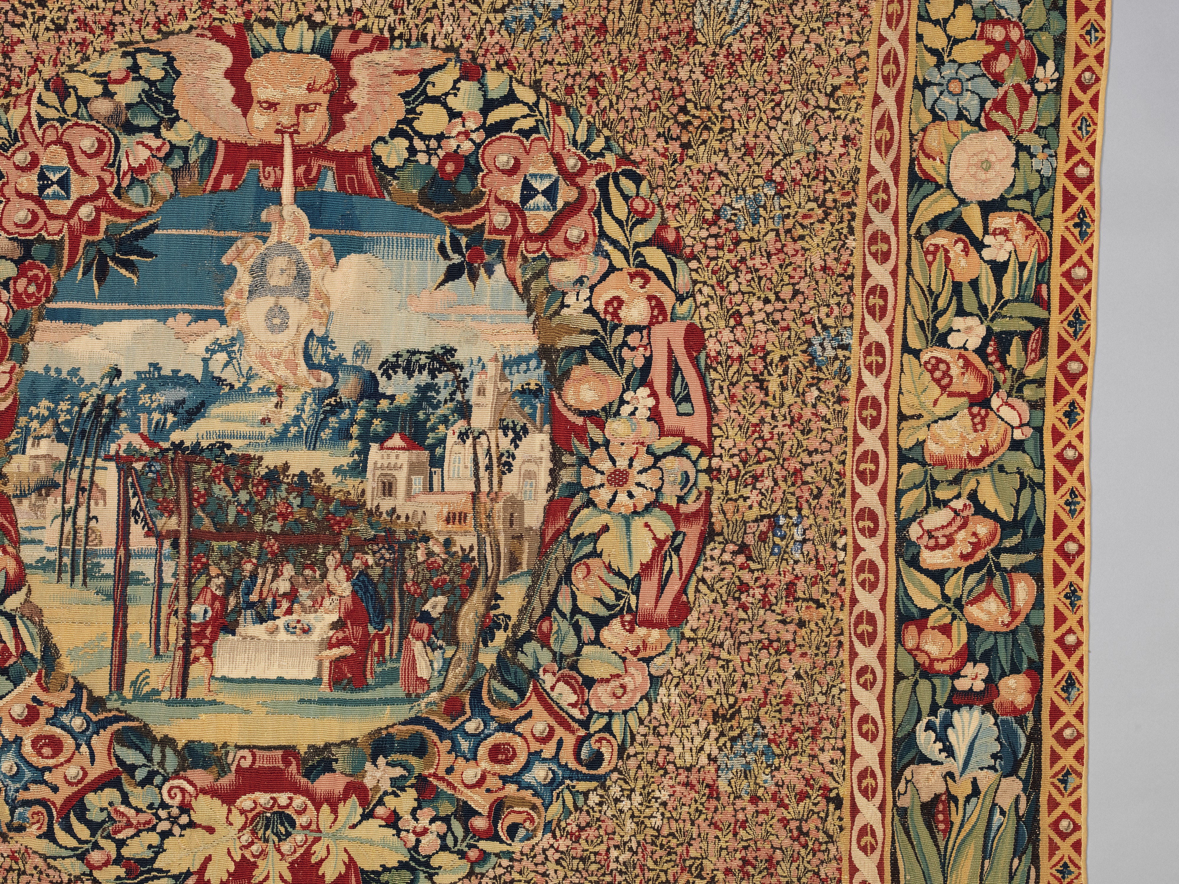 Mille-fleurs tapestry with three medallions