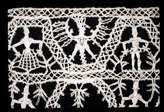 Strip of bobbin lace made after Italian example from the 17th century,  Strip of natural-colored bobbin lace: ribbon lace. Made after Italian  example from the 17th century. - Album alb4474724, Lace Ribbon 