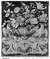 Flowers in a golden vase, with three birds, Savonnerie Manufactory, Wool (129 knots per sq. inch, 20 per sq. cm.), French, Paris