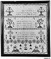 Embroidered sampler, Silk on linen, embroidered, probably British