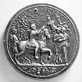 Henry II of France (b. 1519, r. 1547–59), Commemorating the Capture of Calais, 1558, Medalist: Giovanni Antonio de&#39; Rossi (Italian, 1517–ca. 1575), Bronze, brown patina, cast, Italian