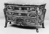 Commode, Tulipwood on pine and oak; gilt bronze, marble, French