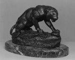 Snarling Tiger, Antoine-Louis Barye French, Bronze, brown patina; green marble base, French