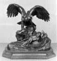 Eagle with a Dead Heron, Antoine-Louis Barye French, Bronze, brown patina; wood, French