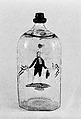 Bottle, Glass, pewter, German