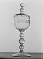 Goblet with cover, Glass, probably German