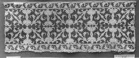 Insertion with border, Red silk on white linen, Greek Islands