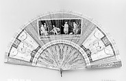 Fan, Kid, paint, mother-of-pearl, gold, brilliants, Italian, Naples