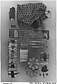 Casket with scenes from the Story of Solomon and the Queen of Sheba, Satin worked with silk and metal thread, seed pearls; tent, satin, couching, Ceylon, detached needlepoint variations, knotted pile, knots, and crochet stitches; needle lace, metal bobbin lace; wood frame, silk lining, carved wooden feet, British