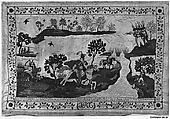 Death of Prince Joseph Poniatowski (1763–1813), Related to a painting or lithograph by Horace Vernet (French, Paris 1789–1863 Paris), Silk and metal thread on silk, Spanish