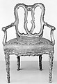 Armchair, Walnut, painted and gilded; damask, Italian