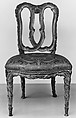 Side chair, Walnut, painted and gilded; damask, Italian