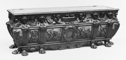 Marriage chest (cassone) (one of a pair), Walnut, probably Italian, Rome