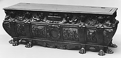Marriage chest (cassone) (one of a pair), Walnut, probably Italian, Rome